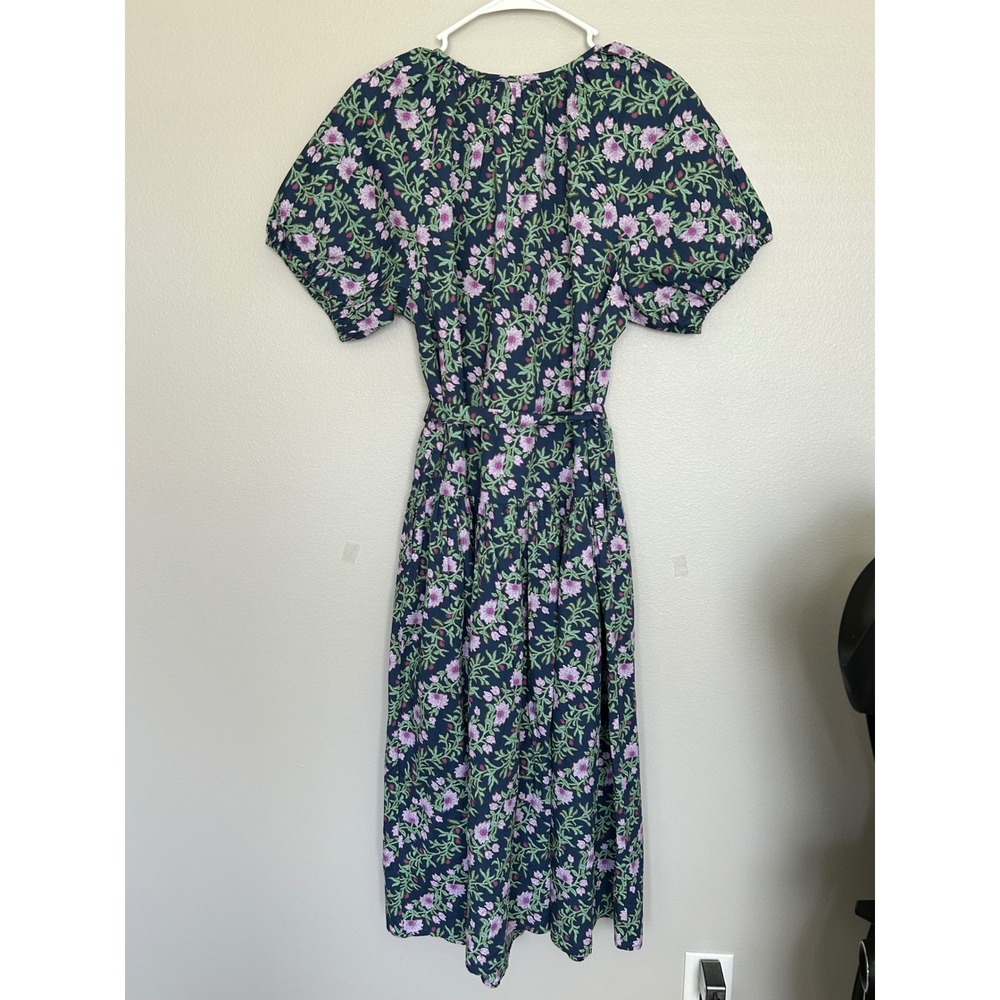 J. Crew Puff Sleeve drop waist belted Floral midi Kentucky derby dress14 NWT - Picture 7 of 8